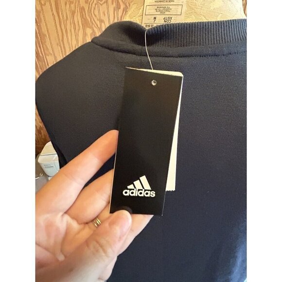 Adidas Sweatshirt womens Essentials Crewneck Logo Colorblock Blue & Tan NWT XS - Picture 9 of 11